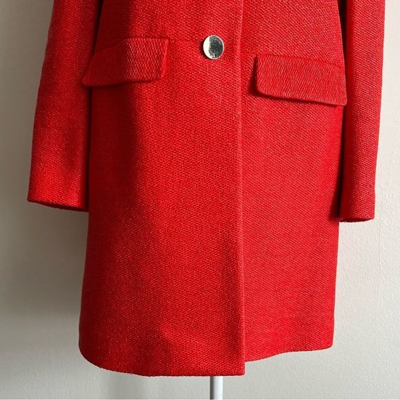 LIKE NEW Tory Burch Bright Orange 3/4 Coat - Picture 3 of 12
